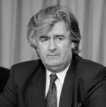 Radovan Karadzic, Führer der bosnischen Serben, während einer Pressekonferenz 1993.