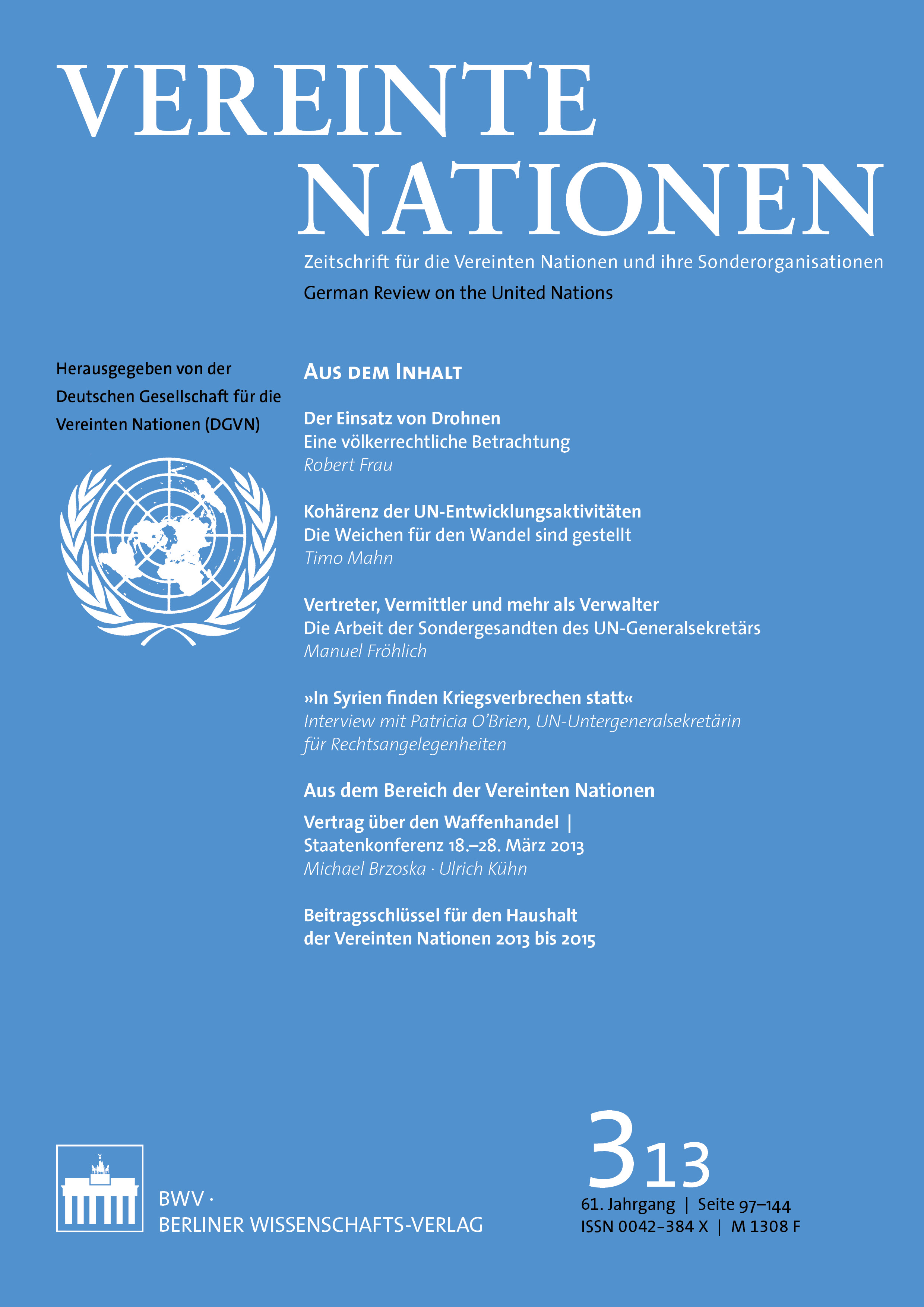Zeitschrift Vereinte Nationen 2013/03 Titelbild