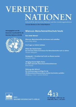 Zeitschrift Vereinte Nationen 2013/04 Titelblatt