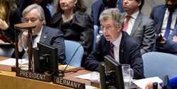 Christoph Heusgen, Ständiger Vertreter Deutschlands bei den Vereinten Nationen, leitet eine Sitzung im Sicherheitsrat 